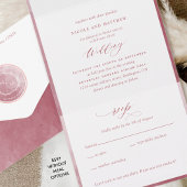 Invitation Tout En Un Élégant Monogramme et Mariage d'aquarelle Bourgogn