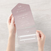 Invitation Tout En Un Elégant Monogramme Ombre Dusty Mauve & Mariage ivo (Déchirure)