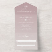 Invitation Tout En Un Elégant Monogramme Ombre Dusty Mauve & Mariage ivo (À l'intérieur)