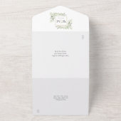 Invitation Tout En Un Élégant Monogramme Verdure Mariage de feuillage (Dehors)