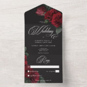 Invitation Tout En Un Élégant Moody Blood Red Roses Mariage Pas de dîner (À l'intérieur)