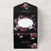 Invitation Tout En Un Élégant Moody Dark Purple Floral Mariage (Dehors)