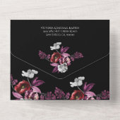 Invitation Tout En Un Élégant Moody Dark Purple Floral Mariage (Verso)
