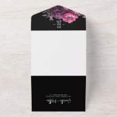 Invitation Tout En Un Élégant Moody Florals Mariage noir QR Code (Dehors)