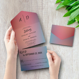 Invitation Tout En Un Elégant néon couleurs Tout en un Mariage Inviter