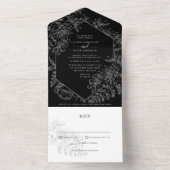 Invitation Tout En Un Élégant noir blanc Mariage botanique (À l'intérieur)