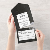 Invitation Tout En Un Elégant noir floral tout en un mariage Inviter (Déchirure)