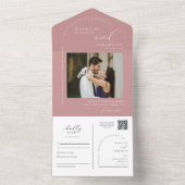 Invitation Tout En Un Élégant noir rose minimal arc QR Code photo (À l'intérieur)