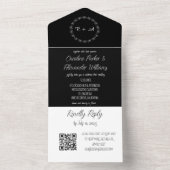 Invitation Tout En Un Élégant noir Script moderne unique RSVP QR Code (À l'intérieur)