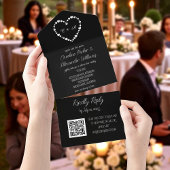 Invitation Tout En Un Élégant noir Script moderne unique RSVP QR Code