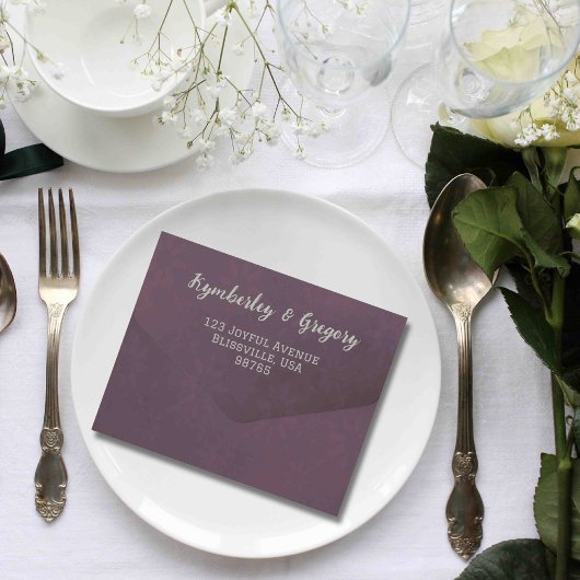 Invitation Tout En Un Élégant nombre d'aubergines d'automne Sage minimal