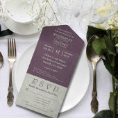 Invitation Tout En Un Élégant nombre d'aubergines d'automne Sage minimal