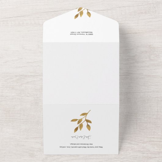 Invitation Tout En Un Elégant or Joyeux Noël Calligraphie (Dehors)