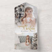 Invitation Tout En Un Elégant or Joyeux Noël Calligraphie (À l'intérieur)