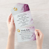 Invitation Tout En Un Élégant Parties scintillant violette et Mariage pa (Déchirure)