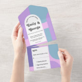 Invitation Tout En Un Élégant Pastel Purple Retro Super moderne Mariage (Déchirure)