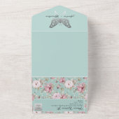 Invitation Tout En Un Élégant Pastel Rose bleu Mariage floral (Dehors)