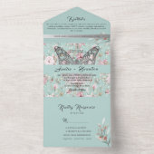 Invitation Tout En Un Élégant Pastel Rose bleu Mariage floral (À l'intérieur)
