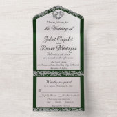 Invitation Tout En Un Elegant Pearl, Emerald Ribbon & Parties scintillan (À l'intérieur)
