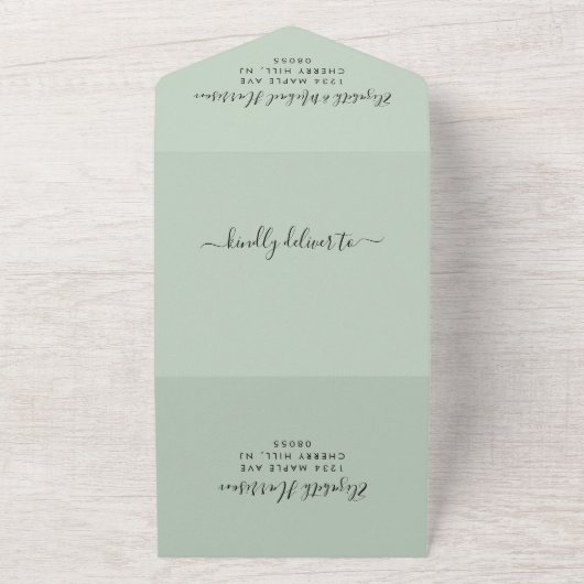 Invitation Tout En Un Élégant Photo Mariage Réception Sage (Dehors)