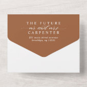 Invitation Tout En Un Elégant photo RSVP QR Code Burnt Orange Mariage (Verso)