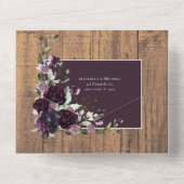 Invitation Tout En Un Élégant Plum violet Rustique Mariage de dentelle e (Verso)