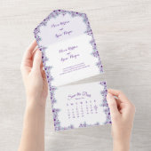 Invitation Tout En Un Elegant purple flower  (Déchirure)