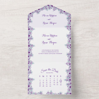 Invitation Tout En Un Elegant purple flower 
