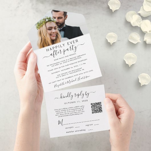Invitation Tout En Un Elégant QR Code Photo Mariage Réception
