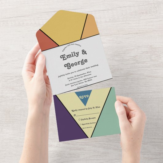 Invitation Tout En Un Élégant rétro Artistic Super Mariage Abstrait (Déchirure)