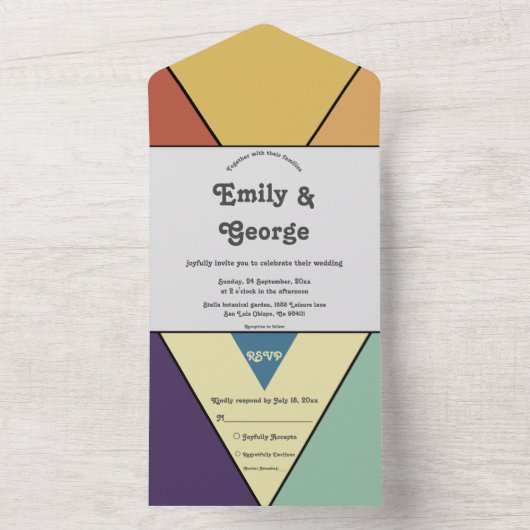 Invitation Tout En Un Élégant rétro Artistic Super Mariage Abstrait (À l'intérieur)