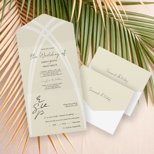 Invitation Tout En Un Élégant romantique Arches Organiques Calligraphie