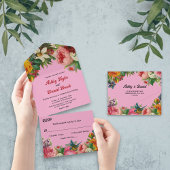Invitation Tout En Un Élégant Romantique Blush rose Mariage Floral été