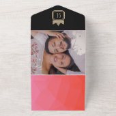 Invitation Tout En Un Elégant Rose Black Gold Monogramme de mariage Invi (Dehors)