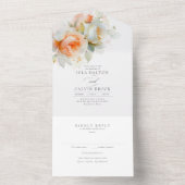 Invitation Tout En Un Élégant Rose doux Fleurs Boho Mariage (À l'intérieur)