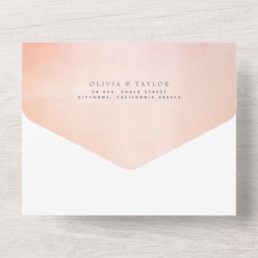 Invitation Tout En Un Élégant Rose doux Fleurs Boho Mariage (Verso)