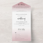 Invitation Tout En Un Élégant Rose Dusty Mariage Script (À l'intérieur)