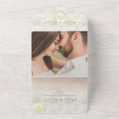 Invitation Tout En Un Élégant Rose Mariage or (Dehors)