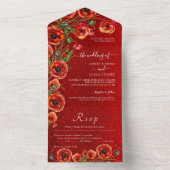 Invitation Tout En Un Élégant Rose romantique Mariage Poppy (À l'intérieur)