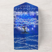 Invitation Tout En Un Élégant Royal Blue Heart Leaf Tree Mariage tout en (Dehors)