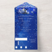 Invitation Tout En Un Élégant Royal Blue Heart Leaf Tree Mariage tout en (À l'intérieur)