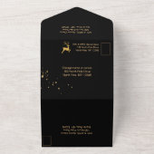 Invitation Tout En Un Elégant Rudolph noir et or (Dehors)