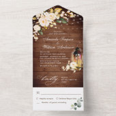 Invitation Tout En Un Élégant Rustic Bois Blush Rose Mariage (À l'intérieur)