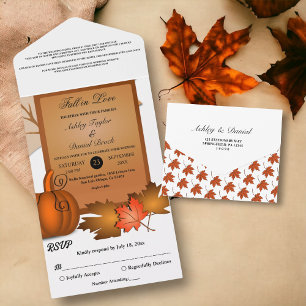 Invitation Tout En Un Elégant Rustic Fall Feuilles Citrouille Automne Ma