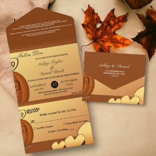 Invitation Tout En Un Elégant Rustic Fall Feuilles Citrouille Floral Mar
