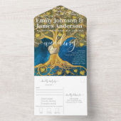 Invitation Tout En Un Elégant Rustic Gold Heart Leaf Mariage (À l'intérieur)