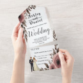 Invitation Tout En Un Elégant Rustique Aquarelle Floral Romantique Maria (Déchirure)