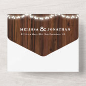 Invitation Tout En Un Élégant Rustique Bois Chaîne Lumières Mariage phot (Verso)