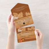 Invitation Tout En Un Élégant Rustique Feuilles Automne Chute Floral Mar (Déchirure)