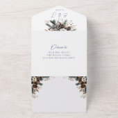 Invitation Tout En Un Élégant Rustique Floral Pinecone QR Code Mariage (Dehors)